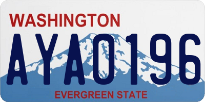 WA license plate AYA0196