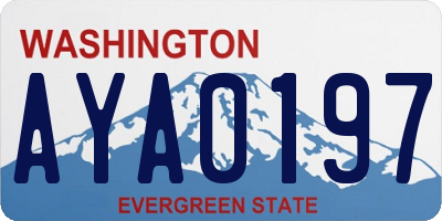 WA license plate AYA0197