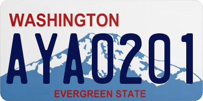 WA license plate AYA0201