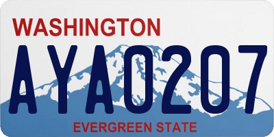 WA license plate AYA0207