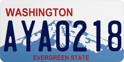 WA license plate AYA0218
