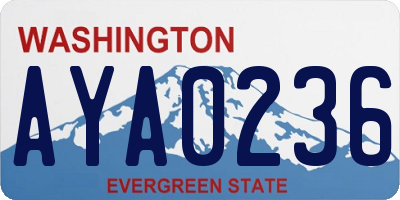 WA license plate AYA0236