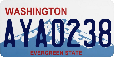 WA license plate AYA0238