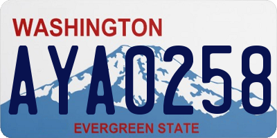 WA license plate AYA0258