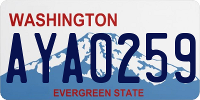 WA license plate AYA0259