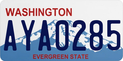 WA license plate AYA0285