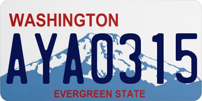 WA license plate AYA0315