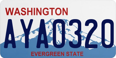 WA license plate AYA0320