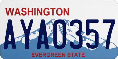 WA license plate AYA0357