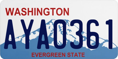WA license plate AYA0361