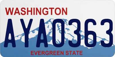 WA license plate AYA0363