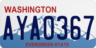 WA license plate AYA0367