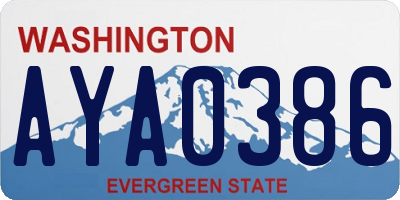 WA license plate AYA0386