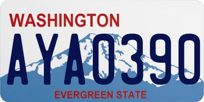 WA license plate AYA0390