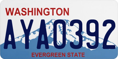 WA license plate AYA0392