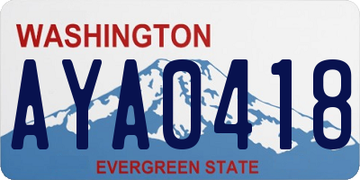 WA license plate AYA0418