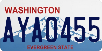 WA license plate AYA0455