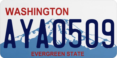 WA license plate AYA0509