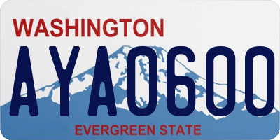 WA license plate AYA0600