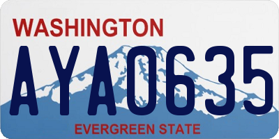 WA license plate AYA0635