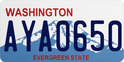WA license plate AYA0650