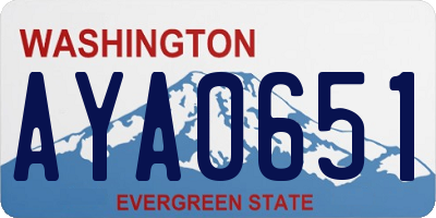 WA license plate AYA0651