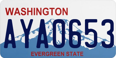 WA license plate AYA0653