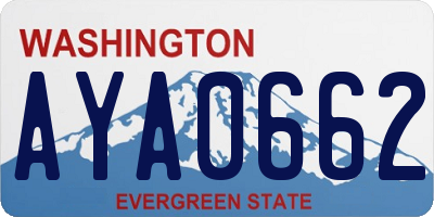 WA license plate AYA0662