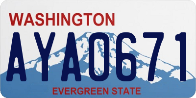 WA license plate AYA0671