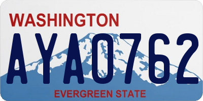 WA license plate AYA0762