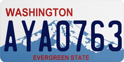 WA license plate AYA0763