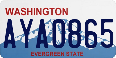 WA license plate AYA0865