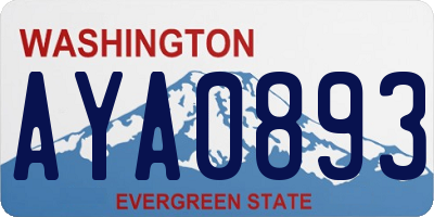WA license plate AYA0893