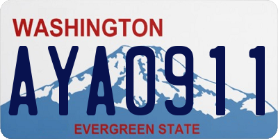 WA license plate AYA0911