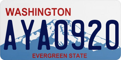 WA license plate AYA0920