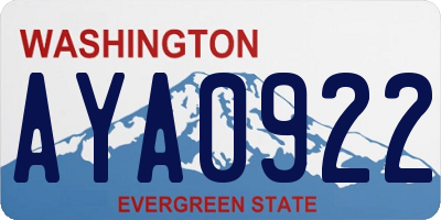 WA license plate AYA0922