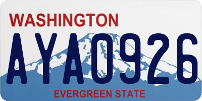 WA license plate AYA0926
