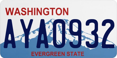 WA license plate AYA0932