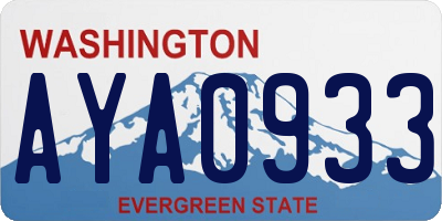 WA license plate AYA0933