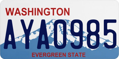 WA license plate AYA0985