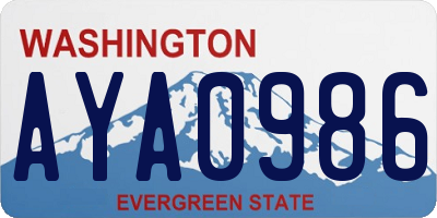 WA license plate AYA0986