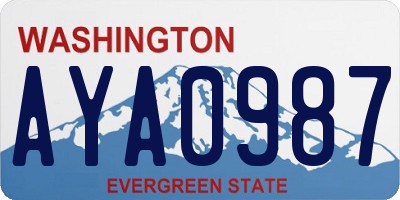 WA license plate AYA0987