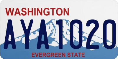 WA license plate AYA1020