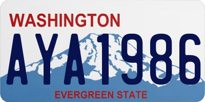 WA license plate AYA1986