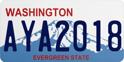 WA license plate AYA2018