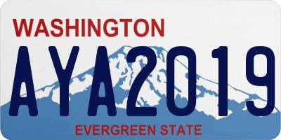 WA license plate AYA2019