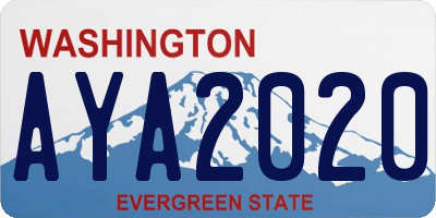 WA license plate AYA2020