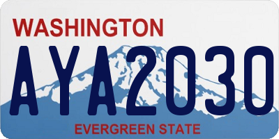 WA license plate AYA2030