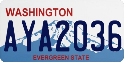 WA license plate AYA2036