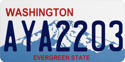 WA license plate AYA2203